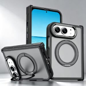 Magnetic Phone Case for iPhone Duo TPU+PC 360 Rotating Stand Wireless Charging Cover