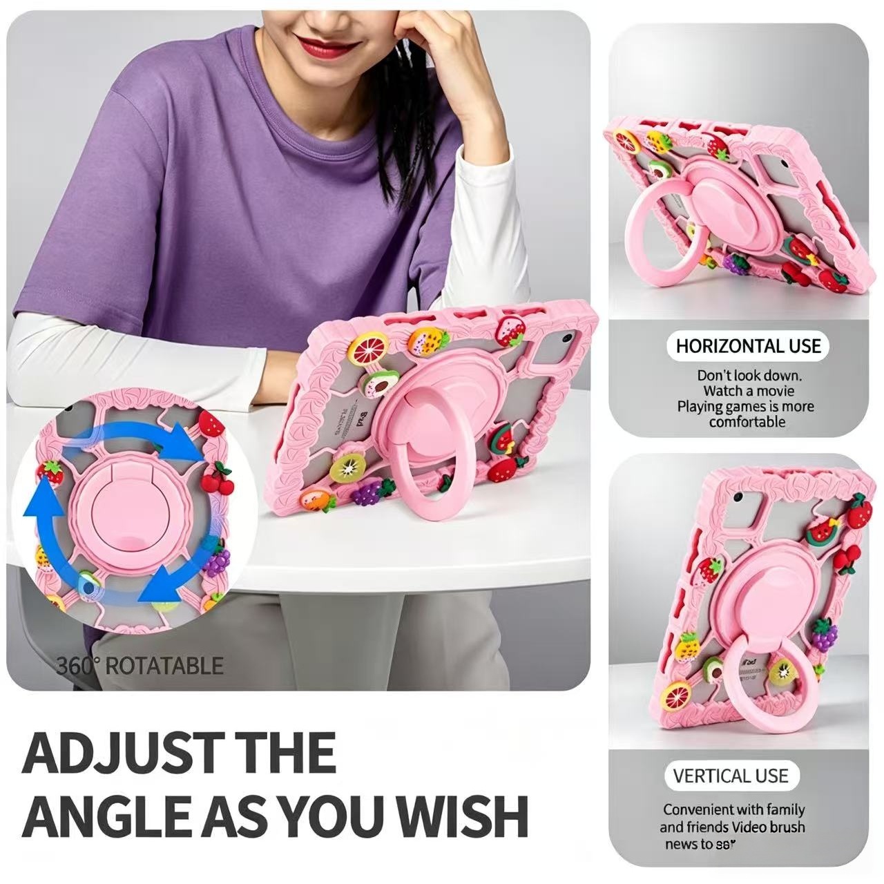 Universal tablet case-silicone case with a DIY fruit cake design - Image 3